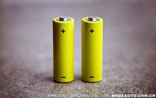 Two AA-style batteries showing positive and negative terminals