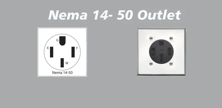 NEMA 14-50 outlet diagram and wall-mounted socket for EV charging