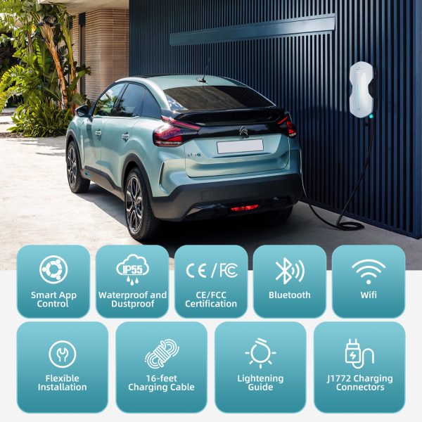 DUEVOLT Level 2 EV Charger – 40 Amp 240V, 9.6 kW EVSE with J1772 Connector, NEMA 14-50 Plug, 16ft Cable for Home Charging - Image 5
