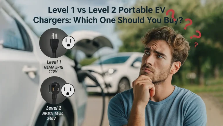 Comparison of Level 1 and Level 2 portable EV charger with NEMA 5-15 and NEMA 14-50 plugs