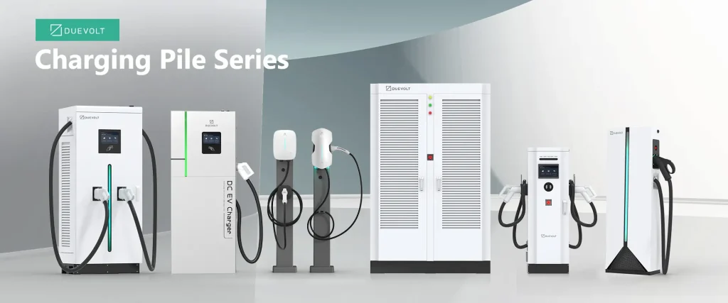 Various types of EVSE including AC and DC fast chargers from Duevolt