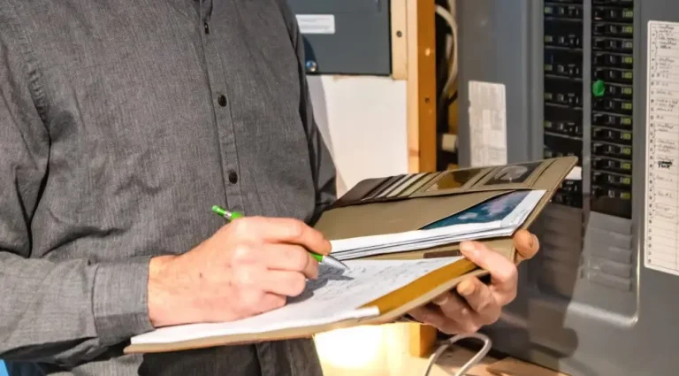 Electrician inspecting a home's electrical panel for a Home EV Charger Readiness Assessment