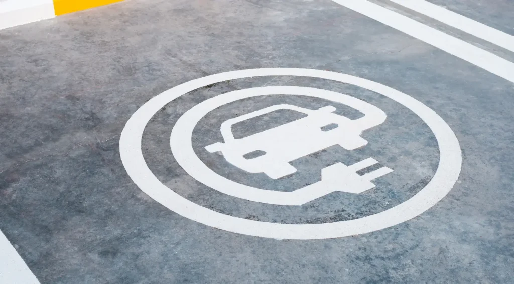 EV parking symbol used for wireless EV charging zones