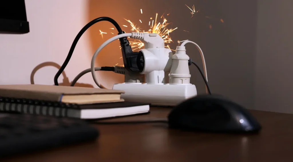 extension cord sparking due to overload similar to EV charger risk