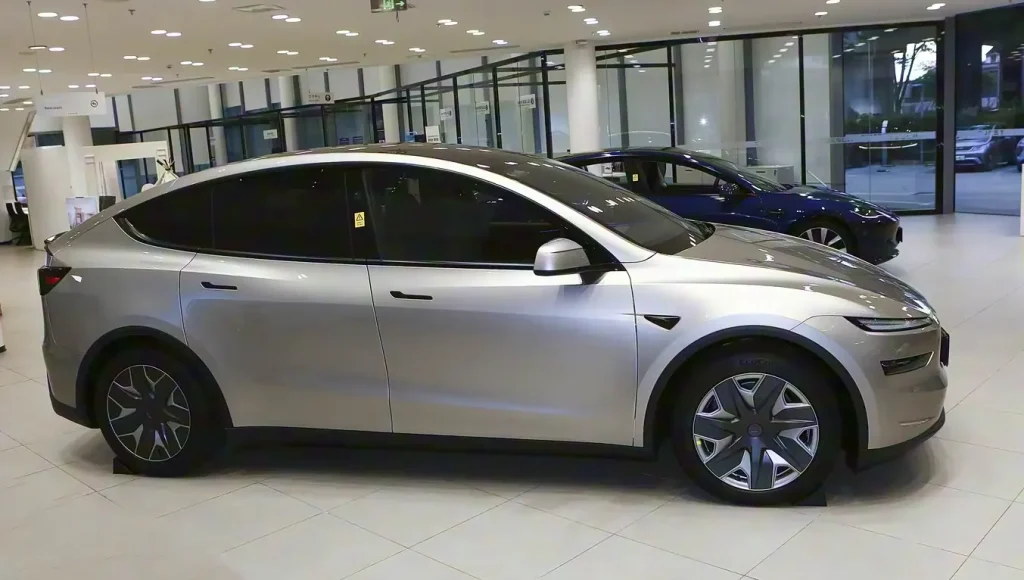 A used Model Y in Showroom to show tesla mileage
