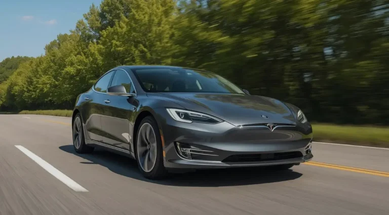 Tesla driving on a highway demonstrating how to maximize EV range in daily driving