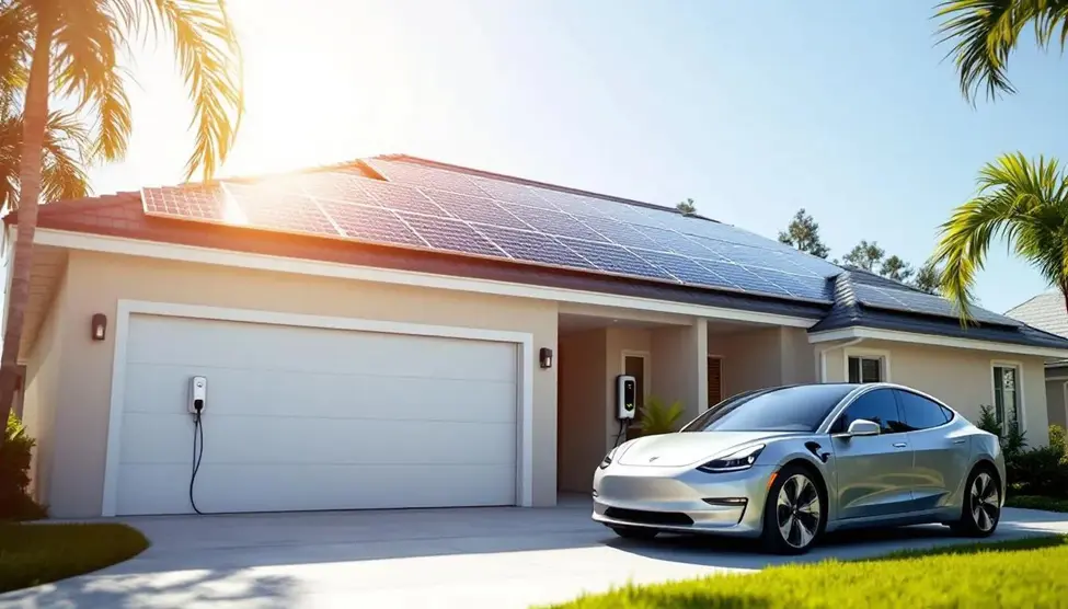 solar panels powering home ev charging to reduce ev charging cost