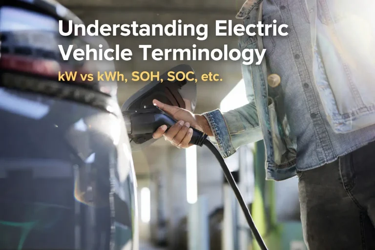 EV charging terms explained with electric car charging cable connected