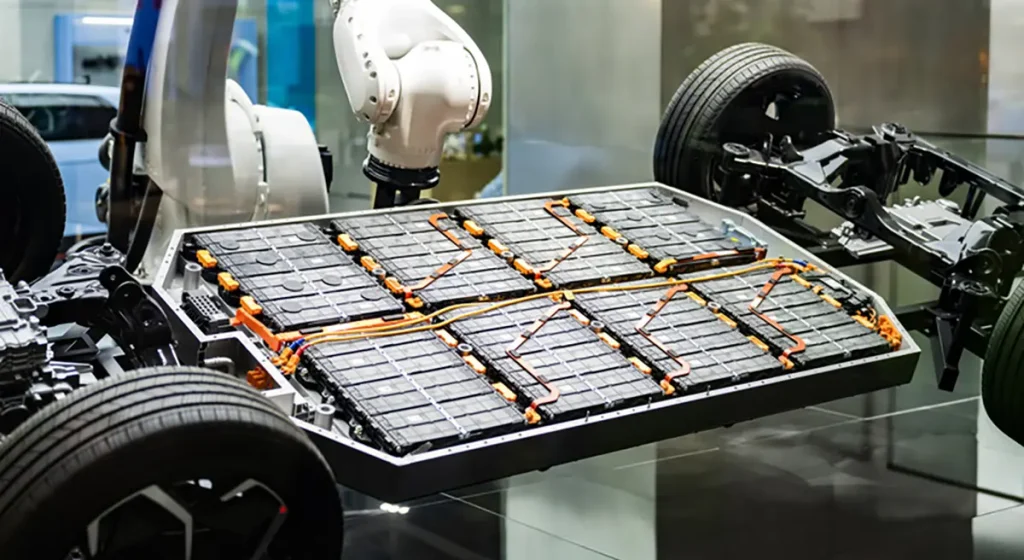 Electric vehicle battery pack illustrating how kWh measures battery energy capacity
