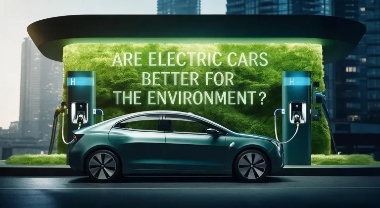 Are Electric Cars Better for the Environment?EV stops at charging station illustrating whether electric cars are better for the environment through clean energy.