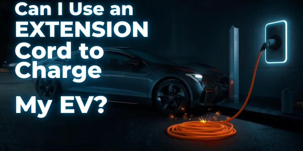 EV charging with an extension cord showing overheating risk