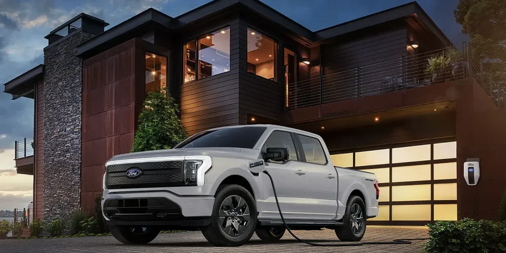 Ford F-150 Lightning powering a home using a bidirectional EV charger